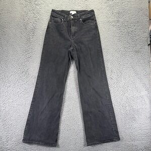 H&M Jeans Womens 6 Black Cotton Denim Wide-Leg Baggy Travel Workwear Stretch